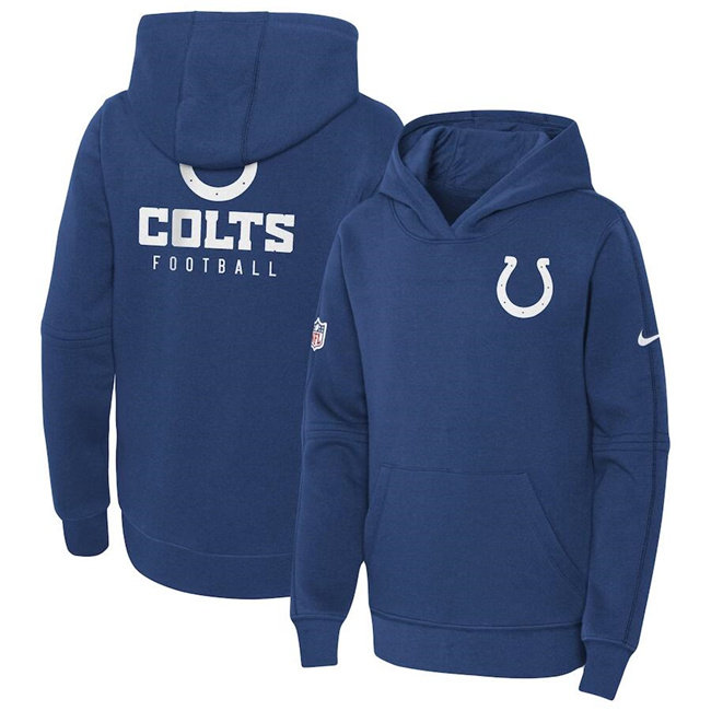 Youth Indianapolis Colts Blue Sideline Club Fleece Pullover Hoodie